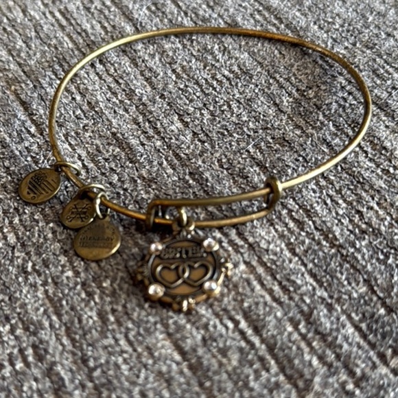 Alex and Ani “Sister” Gold Charm Bangle Bracelet with Swavorski Crystals, used - Picture 6 of 6